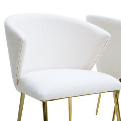 Set Of Four Contemporary Modern White Fabric Chairs