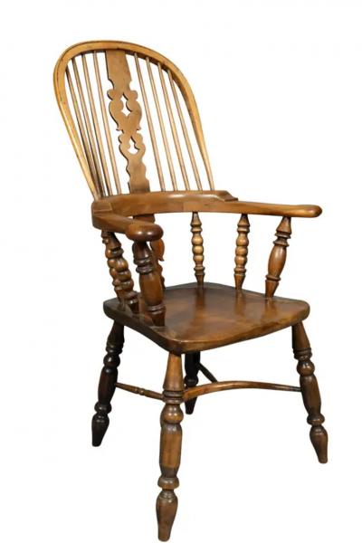 Set Of Four English Yew wood Windsor Armchairs