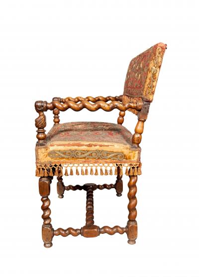 Set Of Four Flemish Baroque Walnut Armchairs