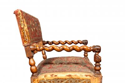 Set Of Four Flemish Baroque Walnut Armchairs