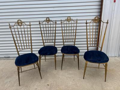 Set Of Four Italian Brass Chiavari Chairs