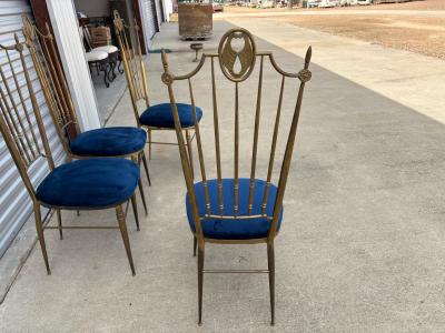 Set Of Four Italian Brass Chiavari Chairs