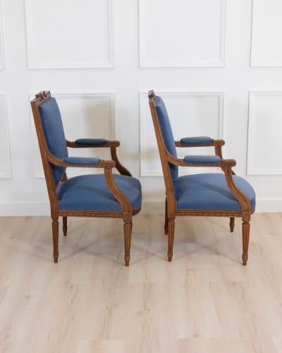 Set Of Four Louis XVI Style Armchairs In Natural Wood