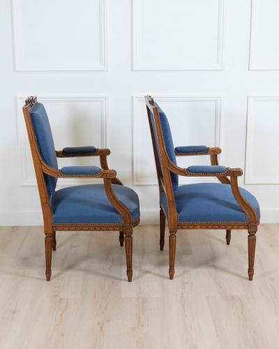 Set Of Four Louis XVI Style Armchairs In Natural Wood