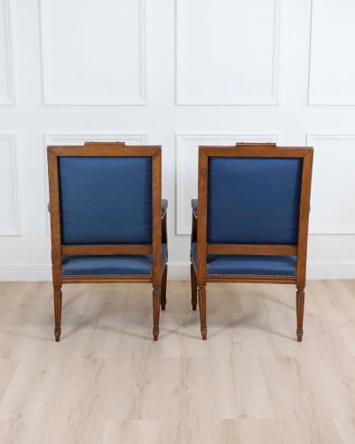 Set Of Four Louis XVI Style Armchairs In Natural Wood