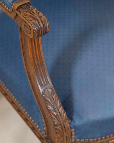 Set Of Four Louis XVI Style Armchairs In Natural Wood