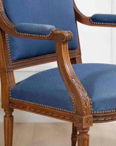 Set Of Four Louis XVI Style Armchairs In Natural Wood