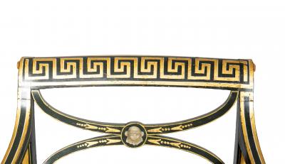 Set Of Four Regency Green Painted Caned Armchairs