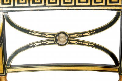 Set Of Four Regency Green Painted Caned Armchairs