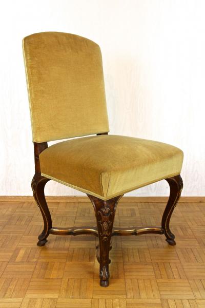 Set Of Six 18th Century Baroque Dining Chairs With Gilt Accents Italy ca 1790
