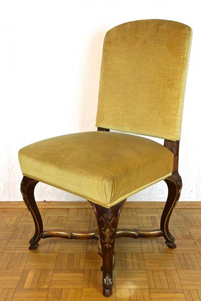 Set Of Six 18th Century Baroque Dining Chairs With Gilt Accents Italy ca 1790