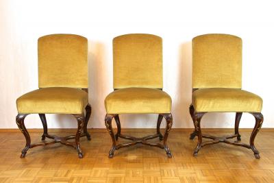 Set Of Six 18th Century Baroque Dining Chairs With Gilt Accents Italy ca 1790