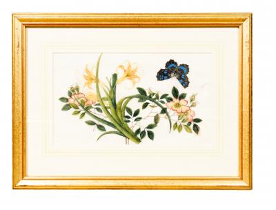 Set Of Six Chinese Export Framed Pith Paper Watercolor Botanicals