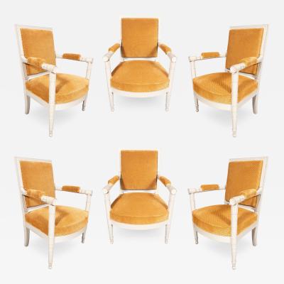 Set Of Six Consulate Style Painted Armchairs