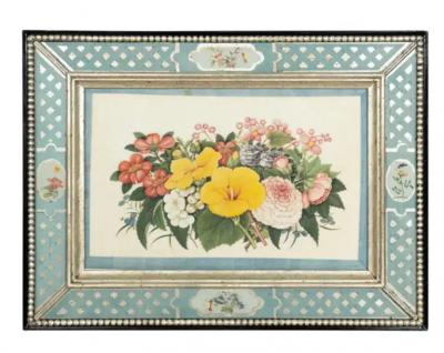 Set Of Six Framed Chinese Export Floral Pith Paper Watercolors