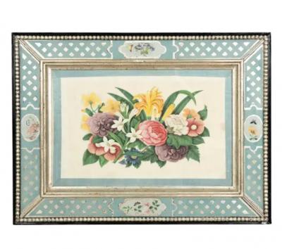 Set Of Six Framed Chinese Export Floral Pith Paper Watercolors