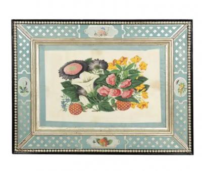 Set Of Six Framed Chinese Export Floral Pith Paper Watercolors