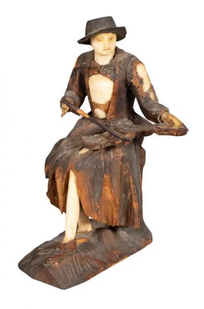 Set Of Six Italian Carved Wood And Bone Peasant Musicians