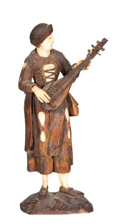 Set Of Six Italian Carved Wood And Bone Peasant Musicians