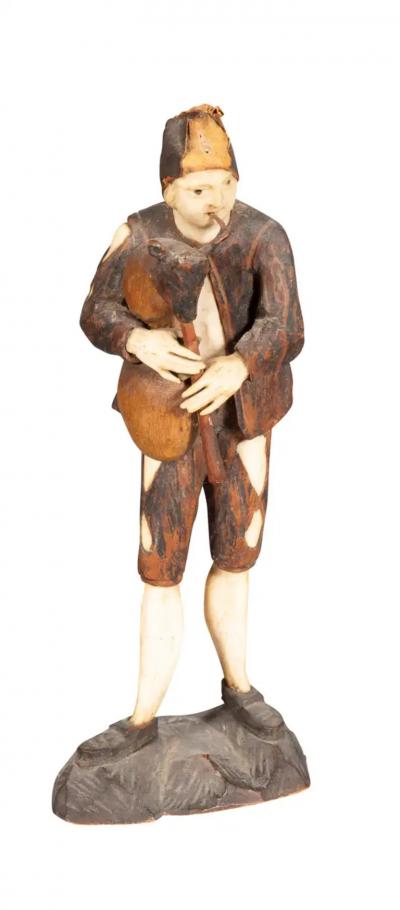 Set Of Six Italian Carved Wood And Bone Peasant Musicians