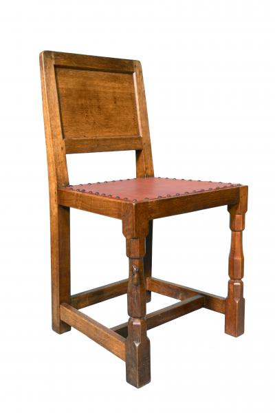 Set Of Six Mouseman Carved Oak Dining Chairs