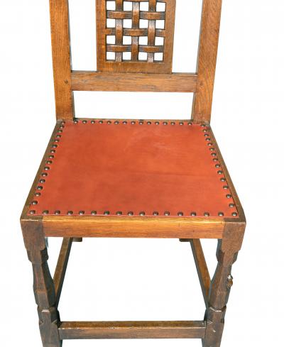 Set Of Six Mouseman Carved Oak Dining Chairs