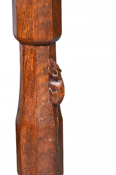 Set Of Six Mouseman Carved Oak Dining Chairs