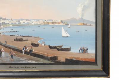 Set Of Six Neapolitan Framed Gouaches Of Vesuvius