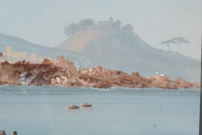 Set Of Six Neapolitan Framed Gouaches Of Vesuvius