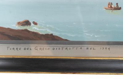 Set Of Six Neapolitan Framed Gouaches Of Vesuvius