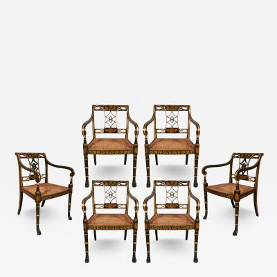 Set Of Six Regency Painted Armchairs