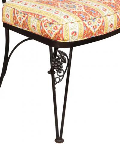 Set Of Six Wrought Iron And Brass Dining Chairs With Fox Hunting Theme
