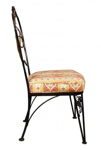 Set Of Six Wrought Iron And Brass Dining Chairs With Fox Hunting Theme