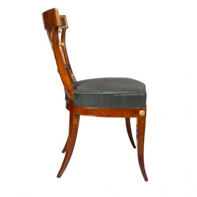 Set Of Ten Baltic Neoclassical Mahogany And Giltwood Dining Chairs
