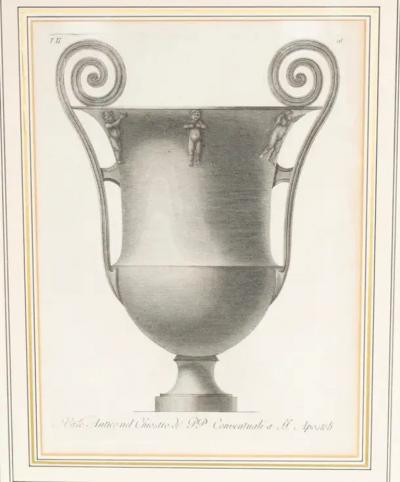 Set Of Ten Framed Engravings Of Classical Vases By Carlo Antonini