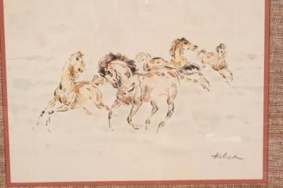 Set Of Three Framed Equestrian Watercolors By Denes De Holesch