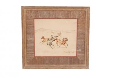 Set Of Three Framed Equestrian Watercolors By Denes De Holesch