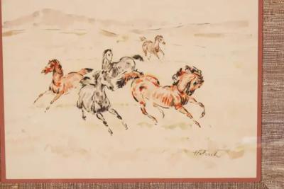 Set Of Three Framed Equestrian Watercolors By Denes De Holesch