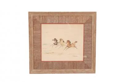 Set Of Three Framed Equestrian Watercolors By Denes De Holesch