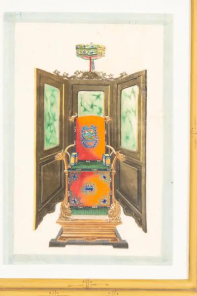 Set Of Twelve Chinese Framed Pith Paper Watercolors