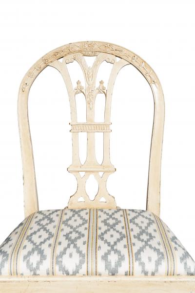 Set Of Twelve Neoclassic Style White Painted Dining Chairs