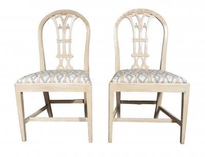 Set Of Twelve Neoclassic Style White Painted Dining Chairs