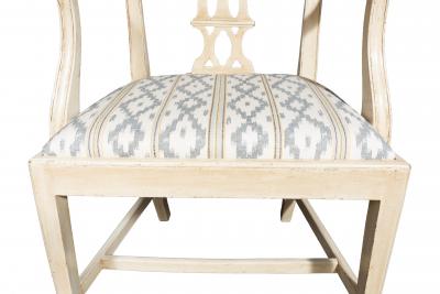 Set Of Twelve Neoclassic Style White Painted Dining Chairs