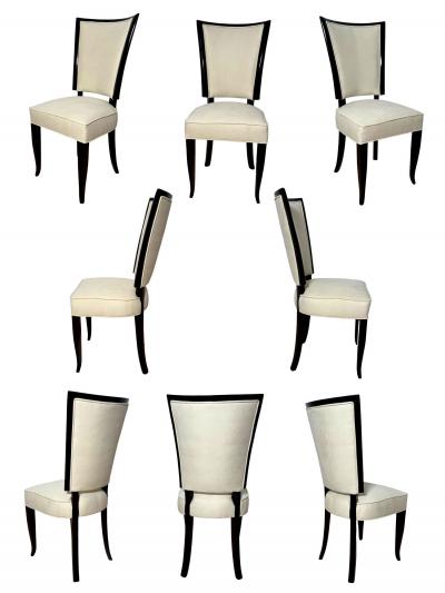 Set of 10 Art Deco Dining Chairs Lacquer Alcantara Paris circa 1930