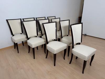 Set of 10 Art Deco Dining Chairs Lacquer Alcantara Paris circa 1930