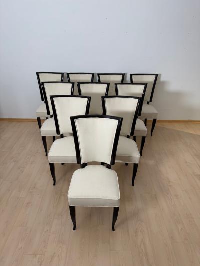 Set of 10 Art Deco Dining Chairs Lacquer Alcantara Paris circa 1930