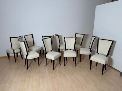 Set of 10 Art Deco Dining Chairs Lacquer Alcantara Paris circa 1930