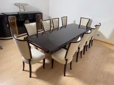 Set of 10 Art Deco Dining Chairs Lacquer Alcantara Paris circa 1930