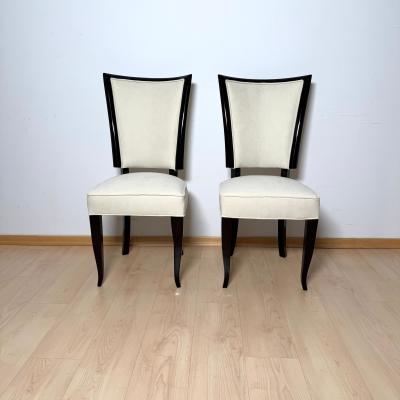 Set of 10 Art Deco Dining Chairs Lacquer Alcantara Paris circa 1930