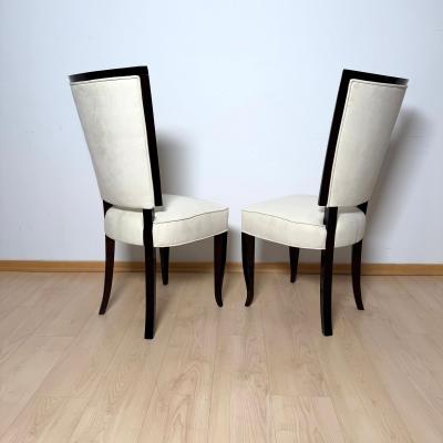 Set of 10 Art Deco Dining Chairs Lacquer Alcantara Paris circa 1930